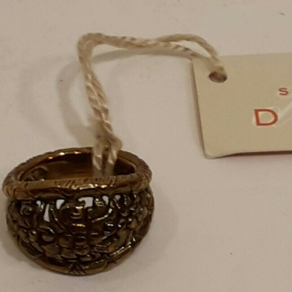 Stephen Dweck Floral Etched Brz. 925 Ring